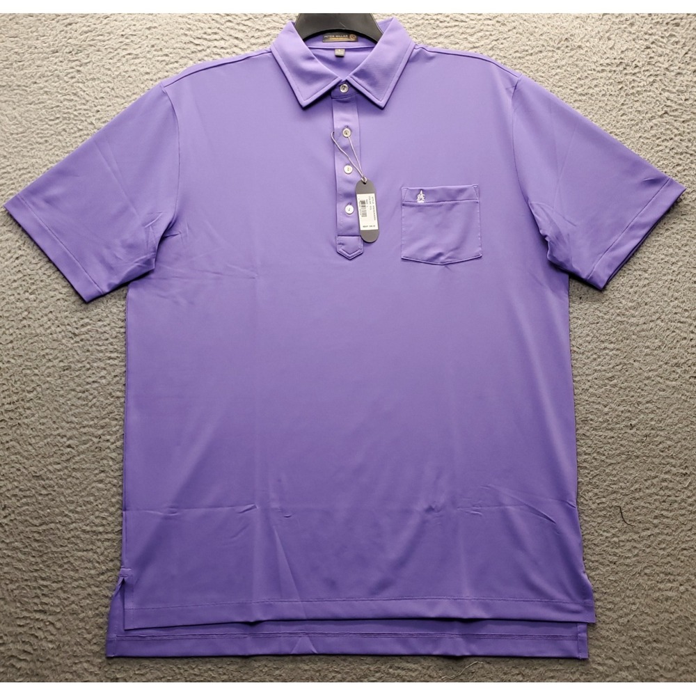 Peter Millar Golf Polo Shirt Mens L Purple Atlanta Club Summer Comfort Athletic